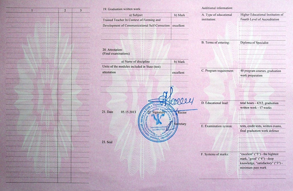 Вкладыш к диплому